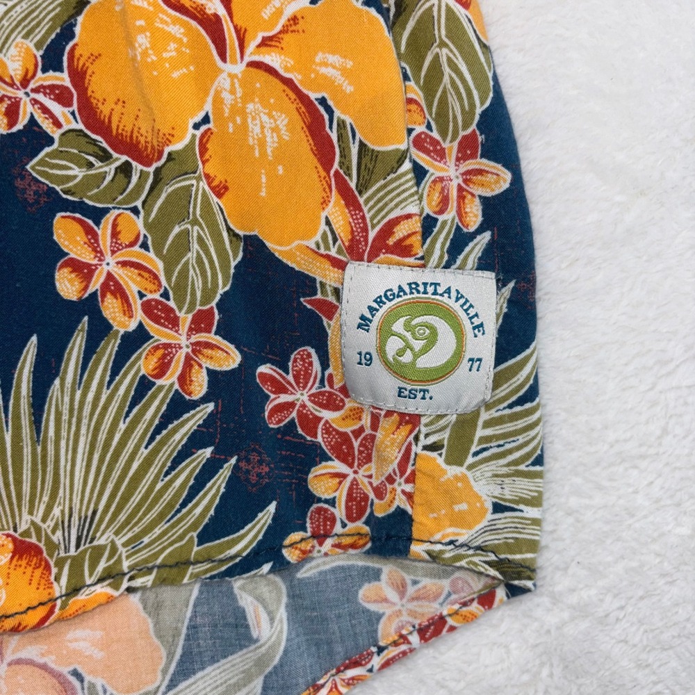 Margaritaville Mens XL Rayon Tropical Parrot Hibiscus Floral Button Down Shirt - Picture 7 of 12